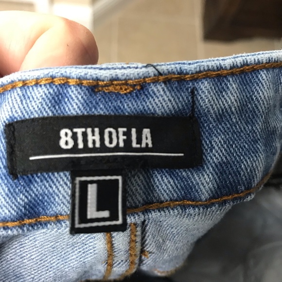 8th of LA | Striped Ribbon Embellish Jean Short - Picture 6 of 8